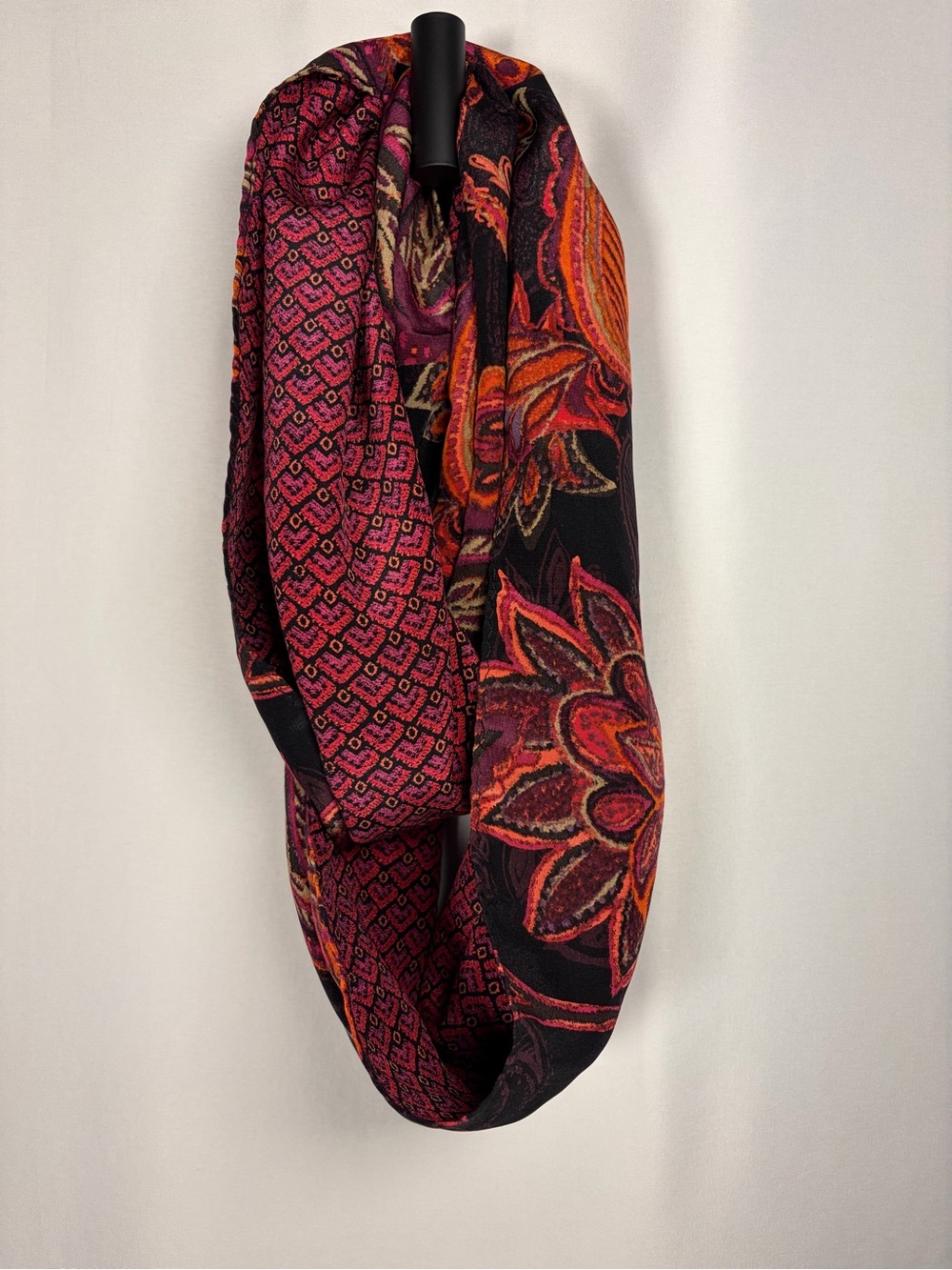J. Jill Reversible 100% Silk Bold Paisley Maximalist Infinity Scarf